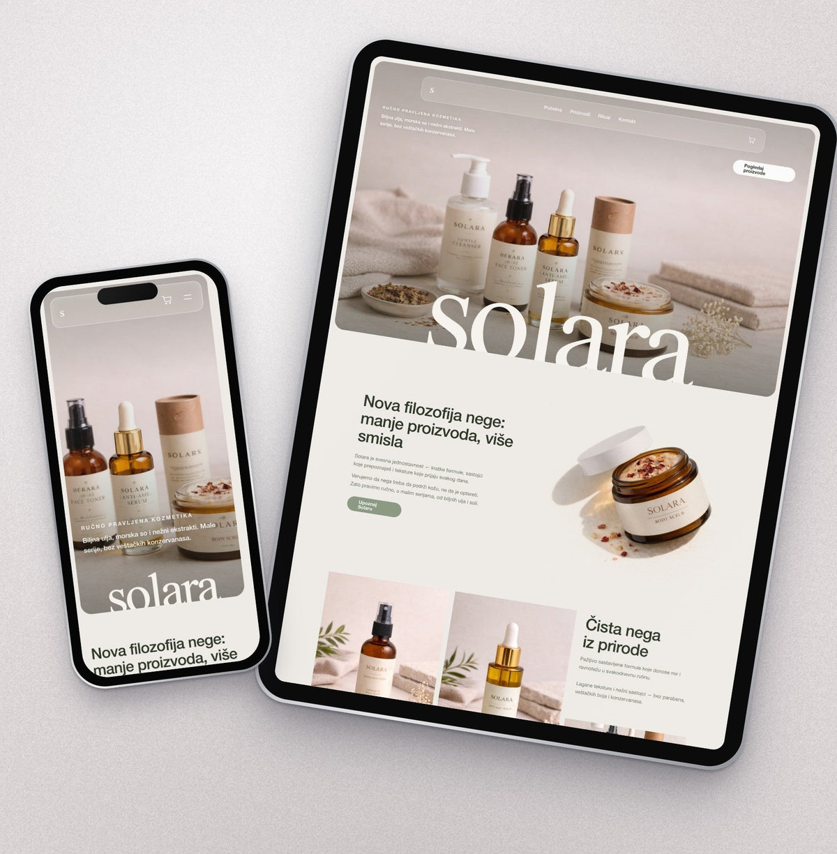 Solara demo prodavnica na tabletu i telefonu