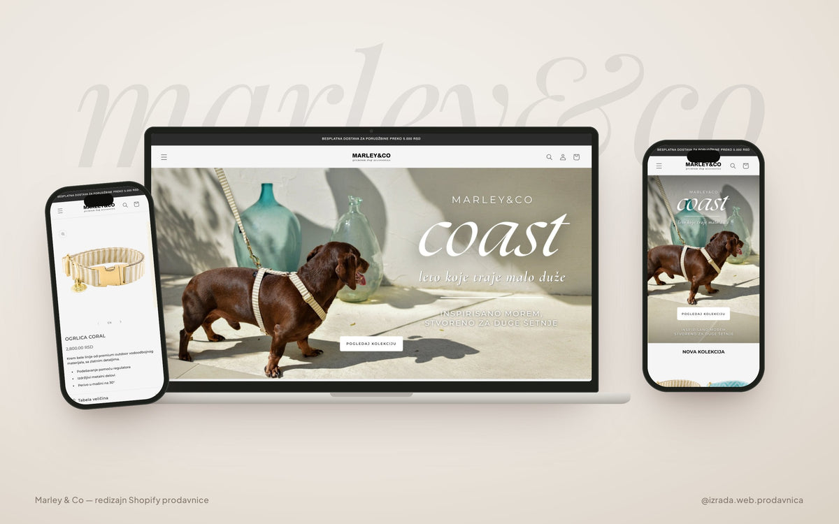 Marley & Co — mockup Shopify prodavnice