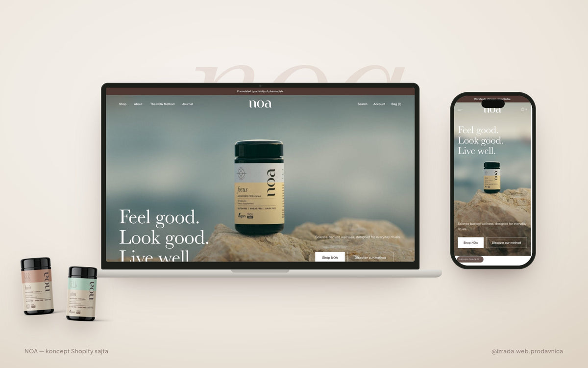 NOA — mockup Shopify prodavnice