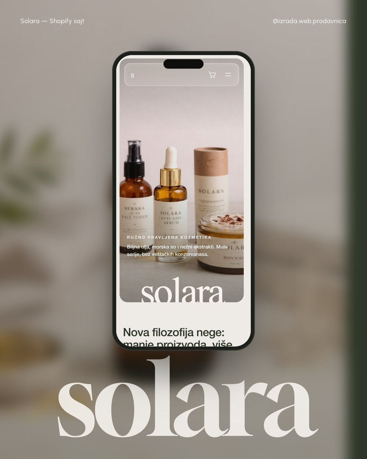 Solara — mockup Shopify prodavnice